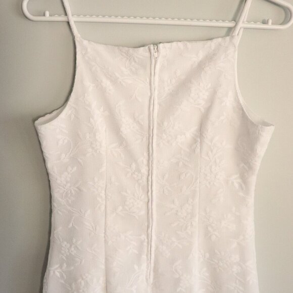 Vntg Mirrors Women's Sz Lrg White Square Neck Bridal Lined Midi Lace Dress - Picture 7 of 11